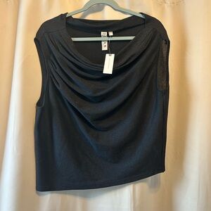 Anthropologie Black Draped Sleeveless Blouse